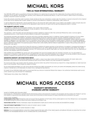 Michael Kors warranty check